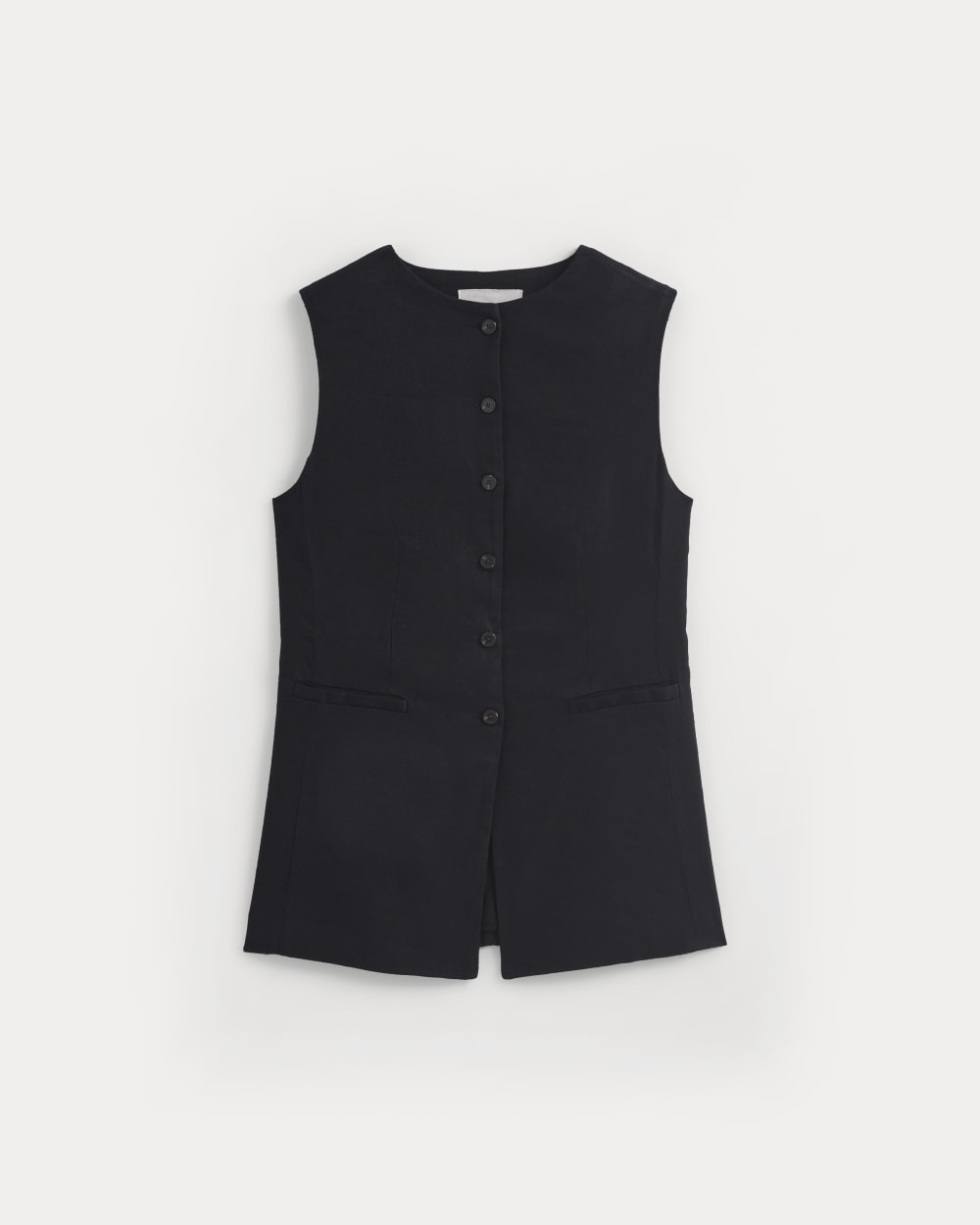 Long Vest in Stretch Linen | Black - Image 2