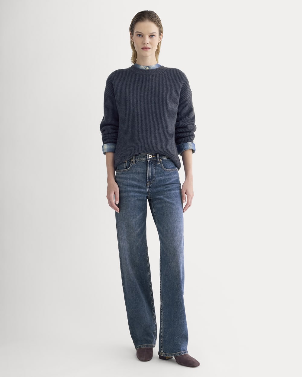 The Cocoon Crew in Wool Cashmere | Indigo - Image 3
