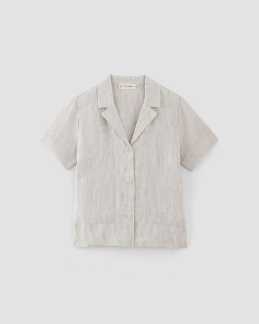 Alternative view of The Notch Shirt in Linen | Stone / White