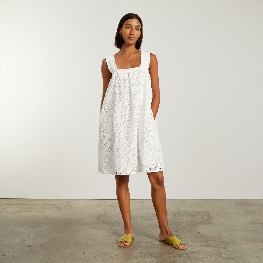 The Eyelet Smock Dress | White - Image 2