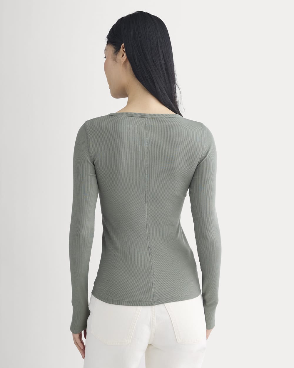The Luxe Rib Long-Sleeve Crew | Agave Green - Image 6