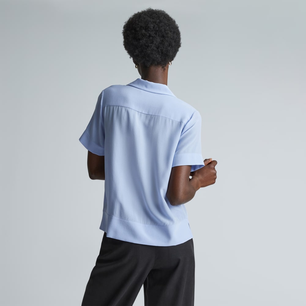 The Notch Shirt in Washable Silk | Periwinkle - Image 3