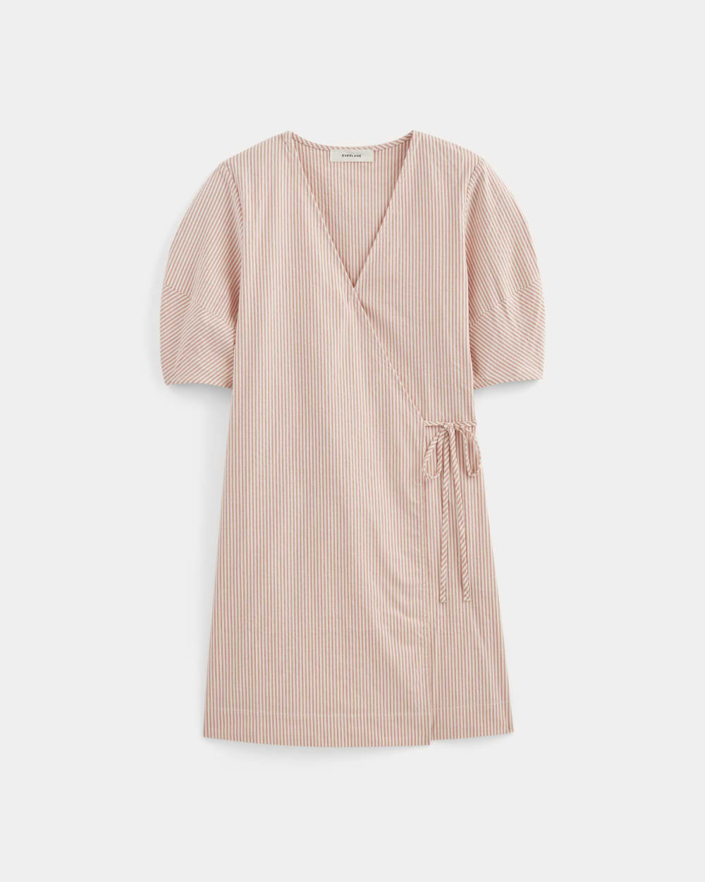 The Seersucker Mini Wrap Dress | Soft Orange - Image 2