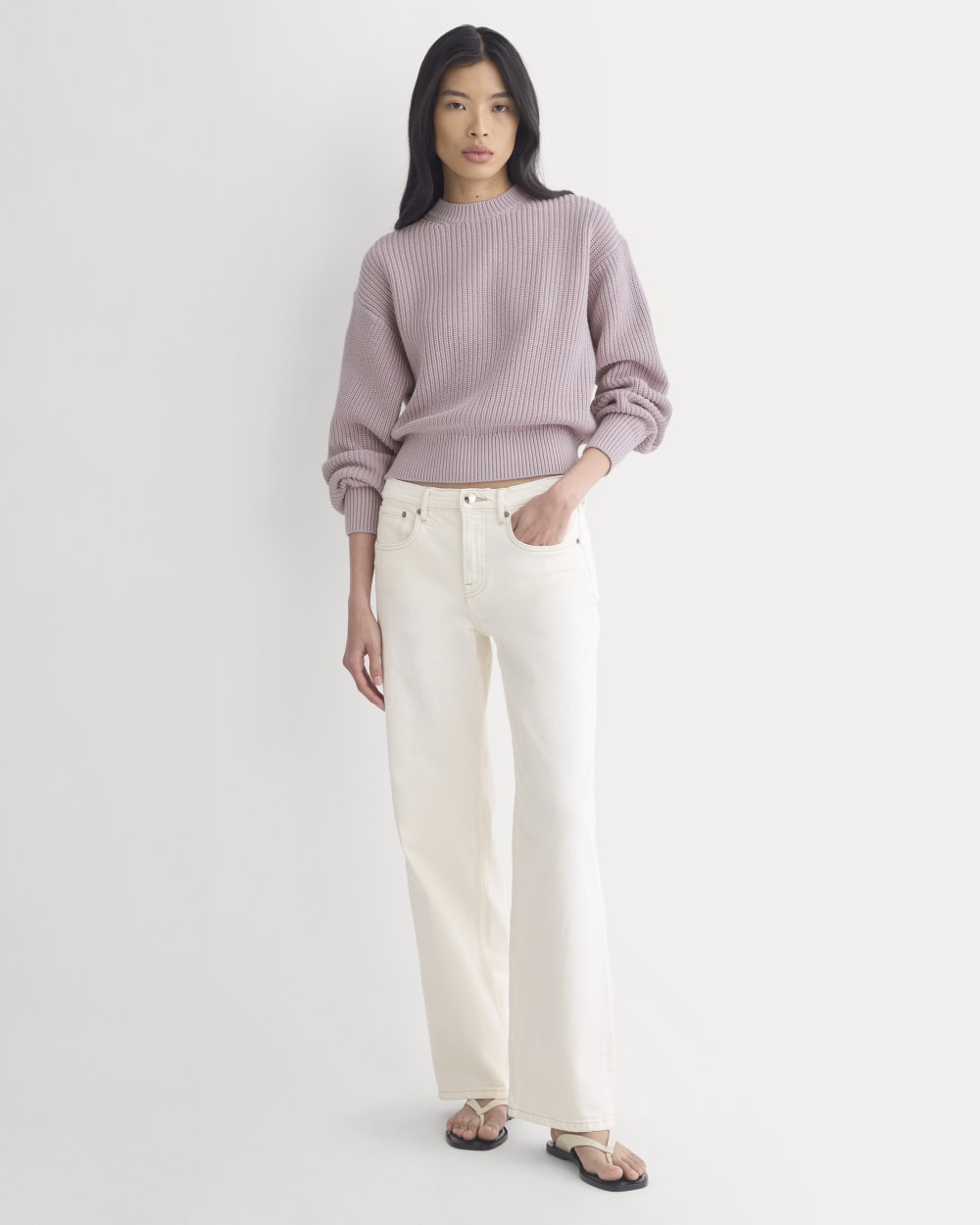 Cropped Ribbed Crew in Everyday Cotton | Burnished Lilac - Image 3