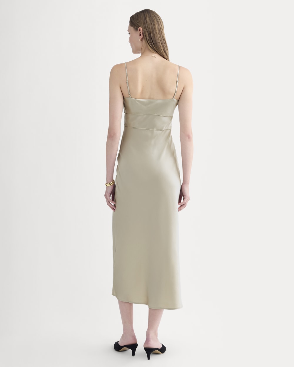 Bias Cut Slip Dress in Silk Charmeuse | Peyote - Image 4
