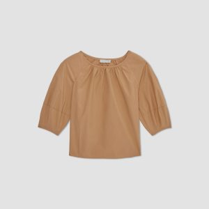 Alternative view of The Poplin Scoop-Neck Top | Caramel