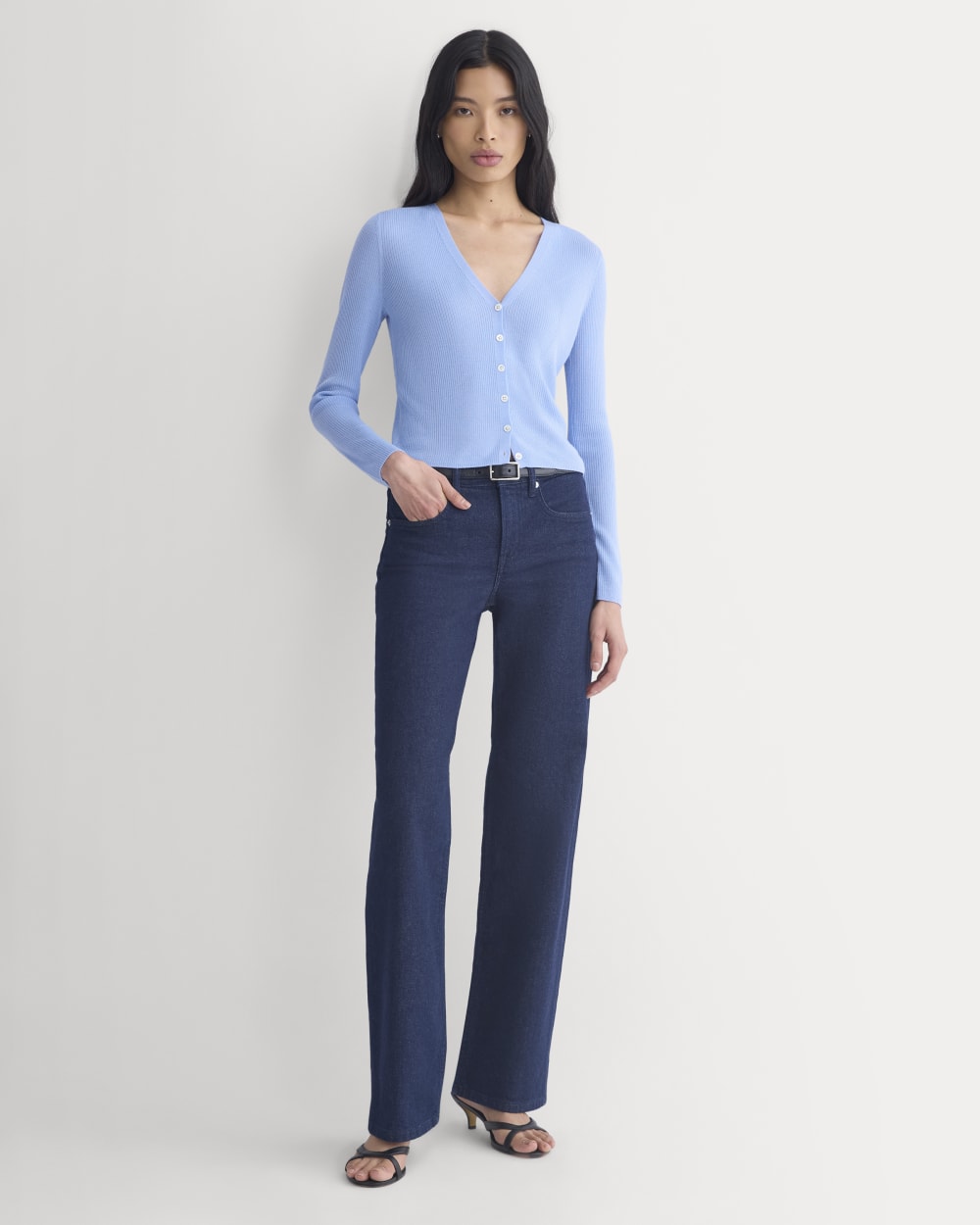 The Cardigan in Ultrasoft Merino | Open Air Blue - Image 3