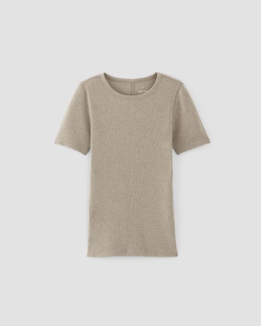 Alternative view of The Luxe Rib Crew | Heathered Tan