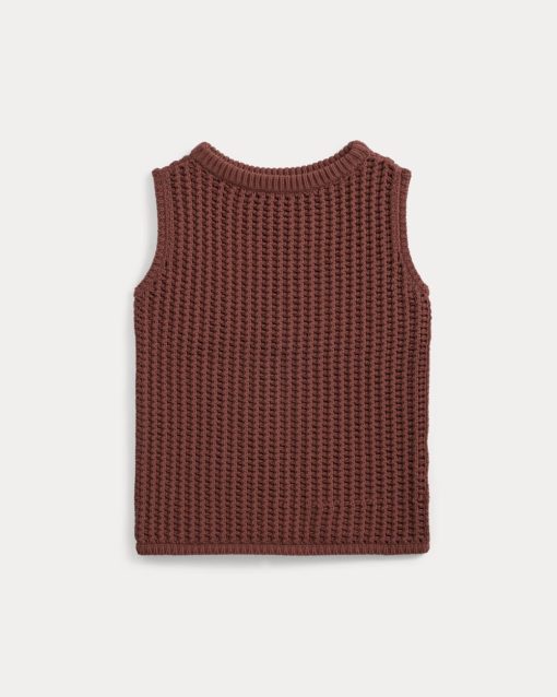 Alternative view of Open-Knit Tunic Vest in Elevated Cotton | Henna Red