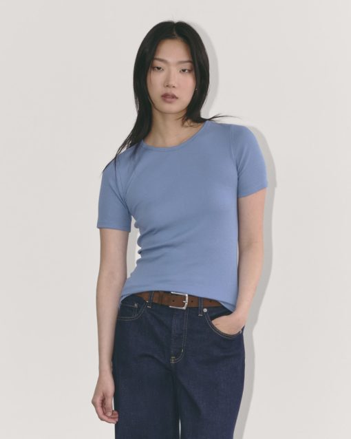 The Luxe Rib Crew | Bluebell