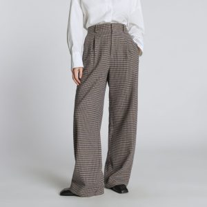 Alternative view of The ReWool® Way-High Drape Pant | Blue / Brown Houndstooth
