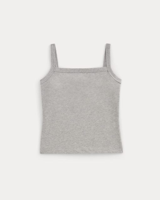 Alternative view of The Essential Square-Neck Tank | Heathered Grey