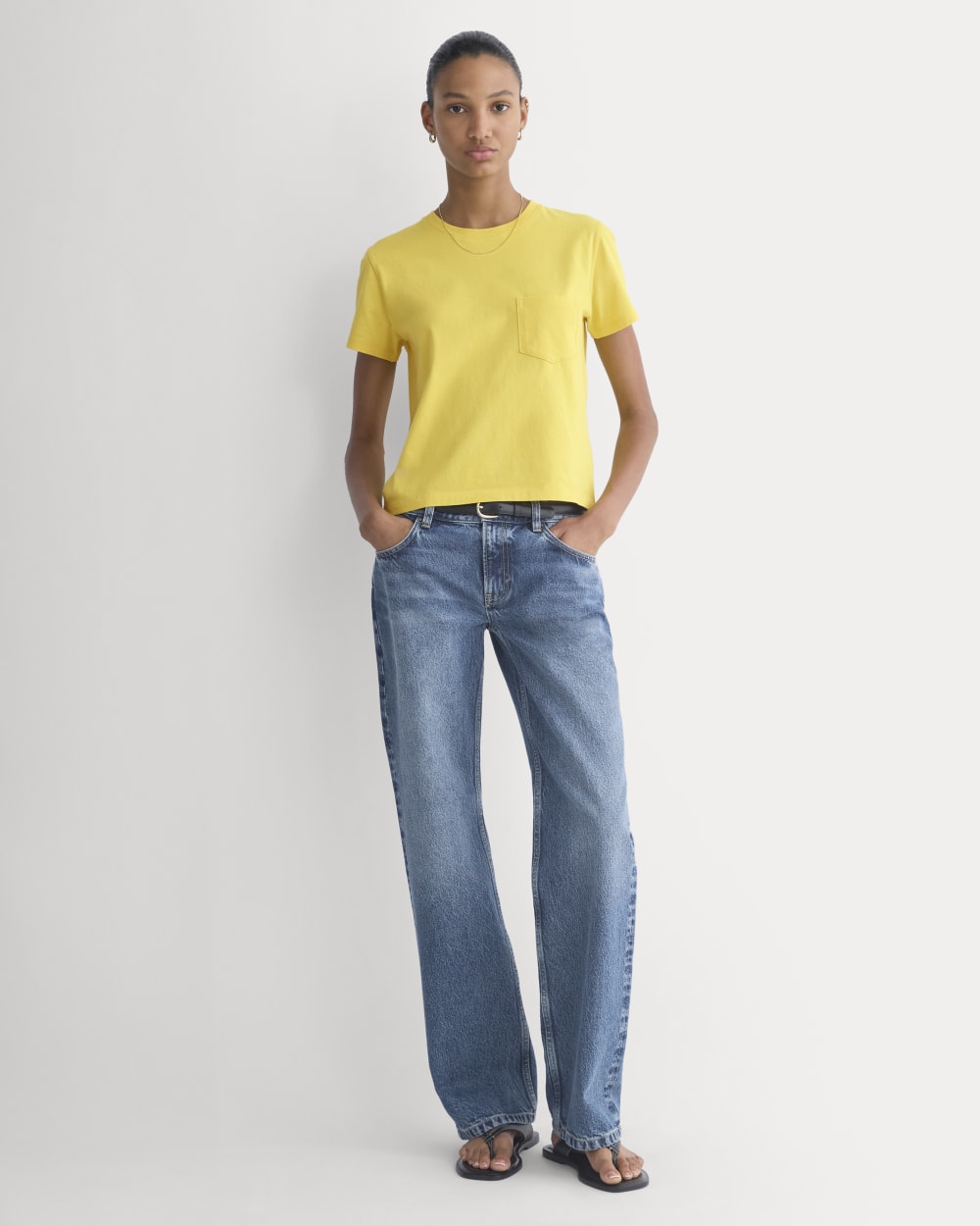 The Box-Cut Tee in Essential Cotton | Passion Fruit | Pocket - Image 3