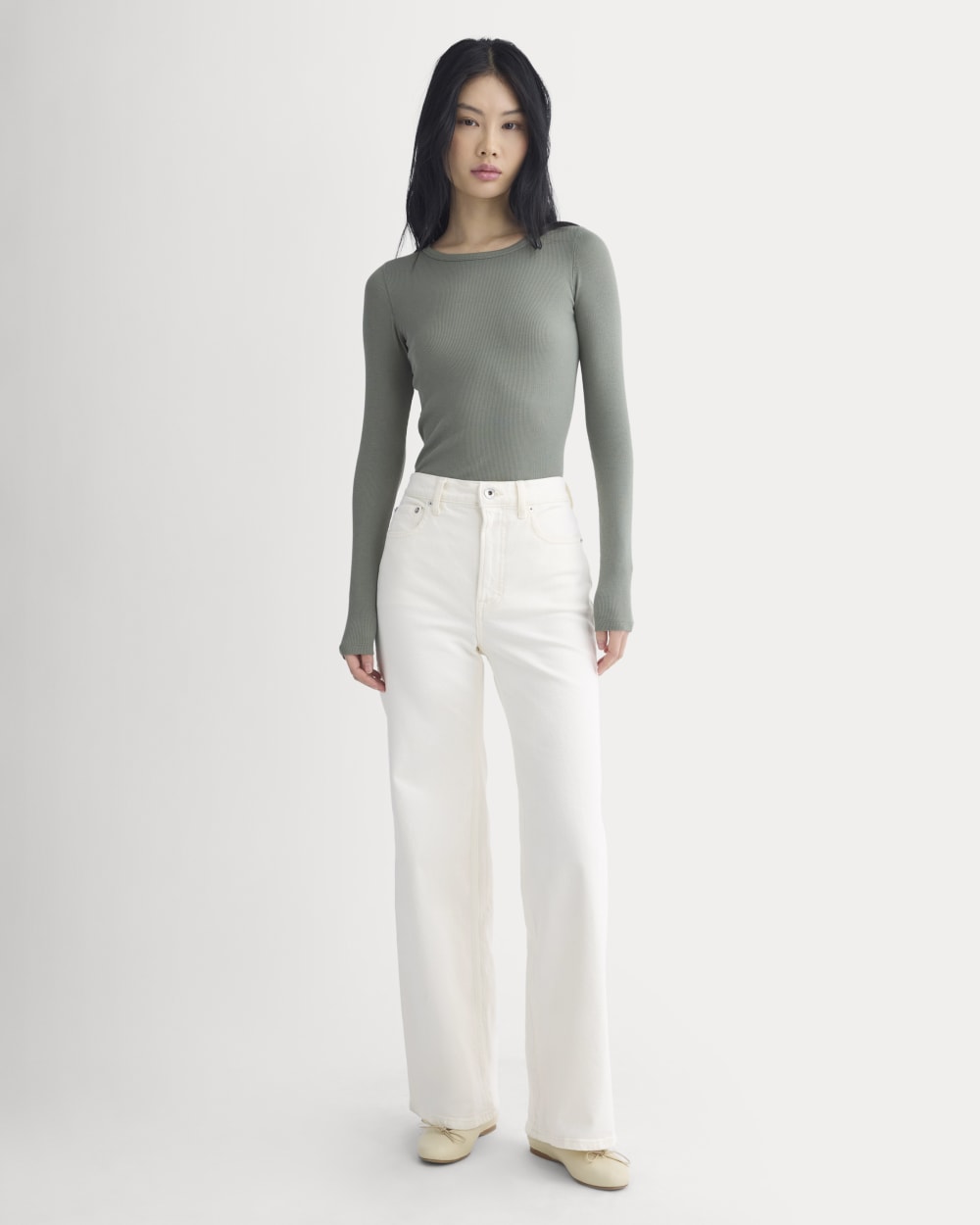 The Luxe Rib Long-Sleeve Crew | Agave Green - Image 3