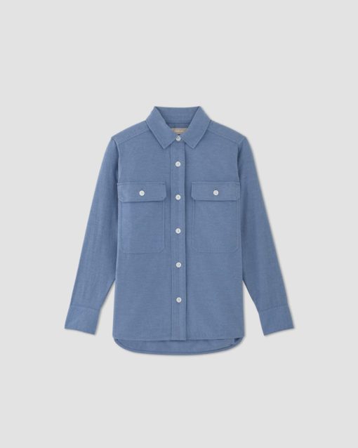 Alternative view of The Classic Cotton Flannel Shirt | Heathered Heritage Blue