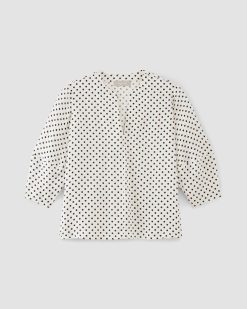 Alternative view of The Hammered Satin Balloon Sleeve Top | Bone / Black Polka Dot