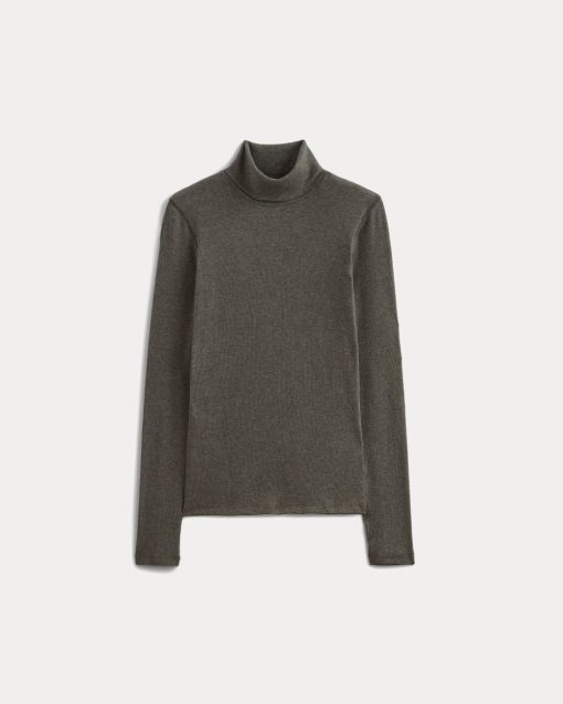 Alternative view of The Luxe Rib Turtleneck | Washed Heathered Fatigue