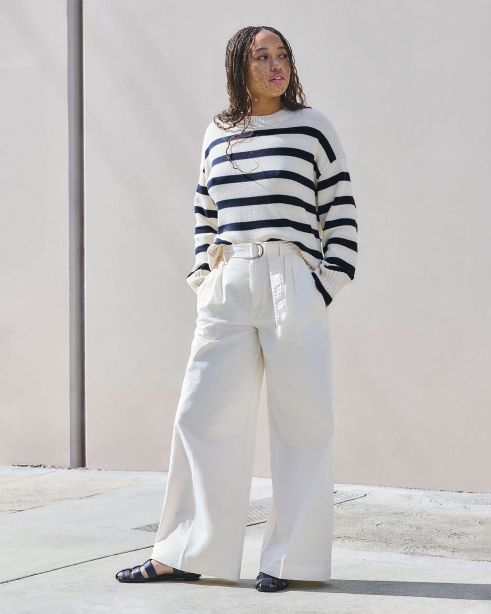 The Pleated Wide-Leg Chino | Bone - Image 7