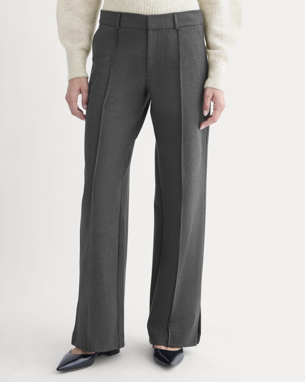 Ponte Wide-Leg Trouser | Heathered Soot - Image 3