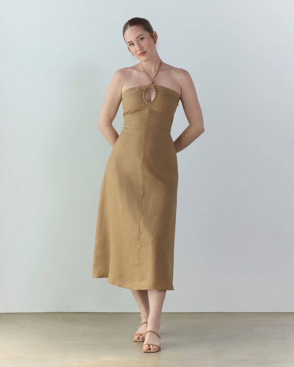 The Linen Halter-Neck Dress | Tiger's Eye - Image 7