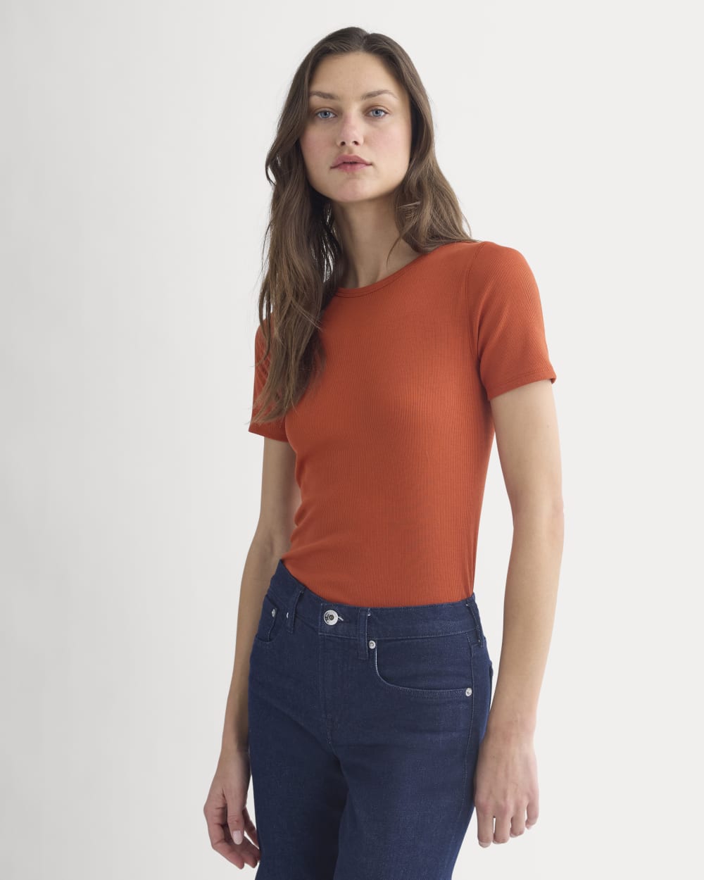 The Luxe Rib Crew | Rust