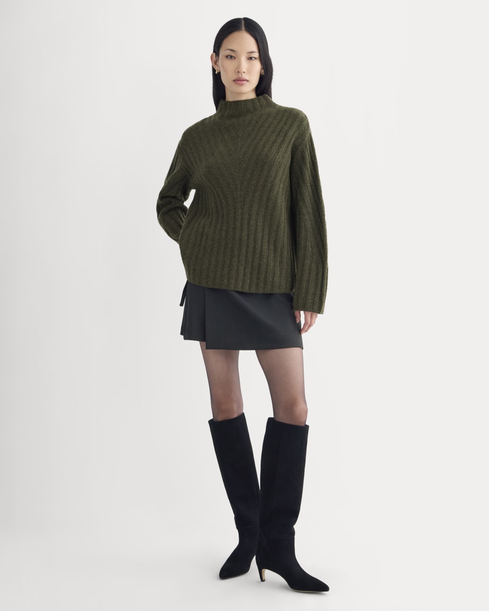 Funnel-Neck Sweater in Wool Cashmere | Heather Beech - Image 4