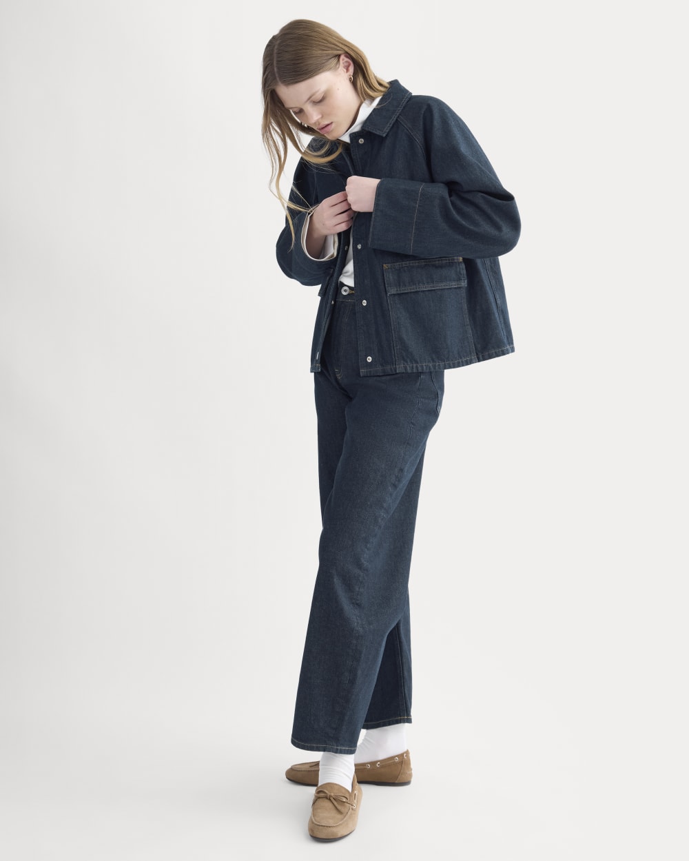 Cropped Denim Jacket | Garment-Dyed Indigo - Image 3