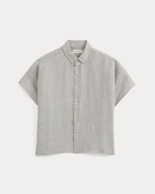 Alternative view of The Boxy Shirt in Linen | Agave Green