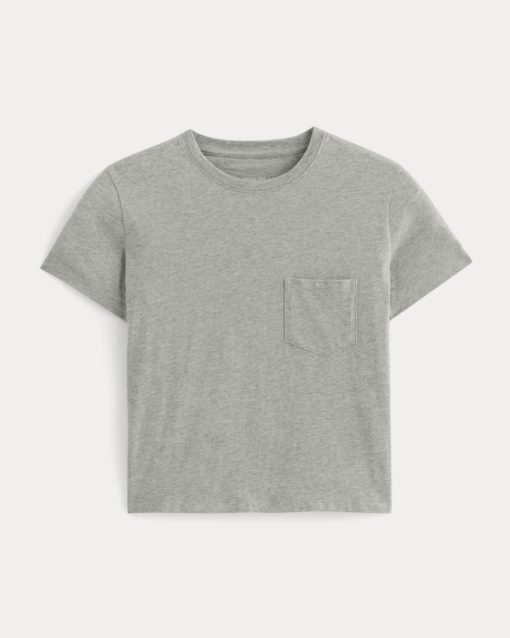 Alternative view of The Box-Cut Tee in Essential Cotton |  Heathered Grey | Pocket