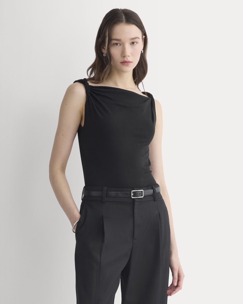 Cowl Neck Twist Tank in Butterluxe | Black - Image 3