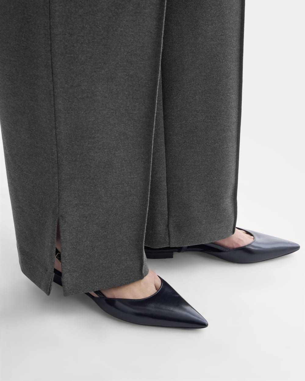 Ponte Wide-Leg Trouser | Heathered Soot - Image 4