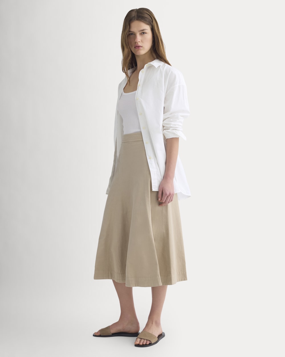 Seamed Midi Skirt | Trench Coat Khaki - Image 5