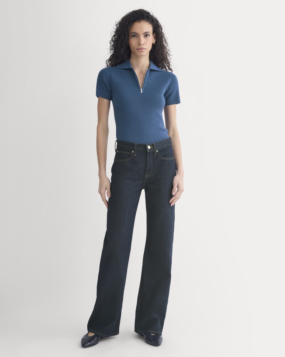 Knit Quarter-Zip Polo | Estate Blue - Image 3