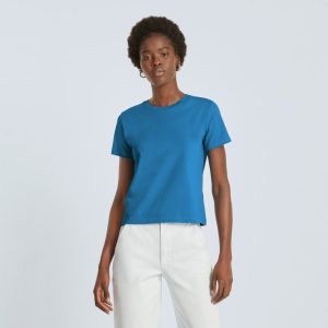 Alternative view of The Box-Cut Tee in Essential Cotton | Horizon Blue | No Pocket