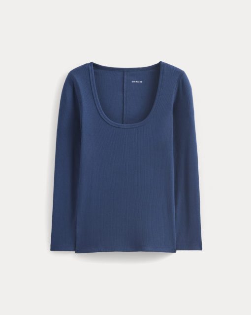 Alternative view of Luxe Rib Deep U-Neck Top | Estate Blue