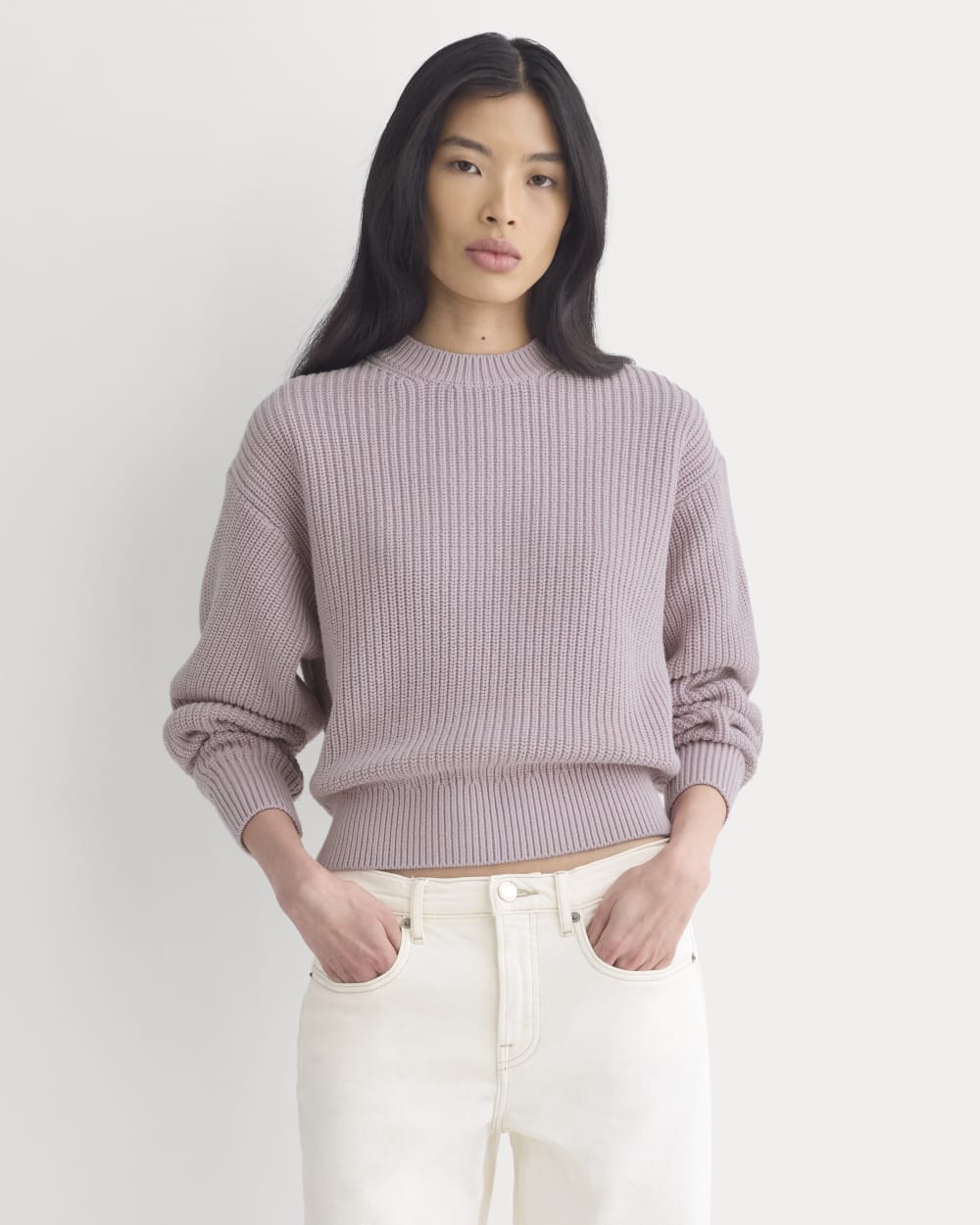 Cropped Ribbed Crew in Everyday Cotton | Burnished Lilac