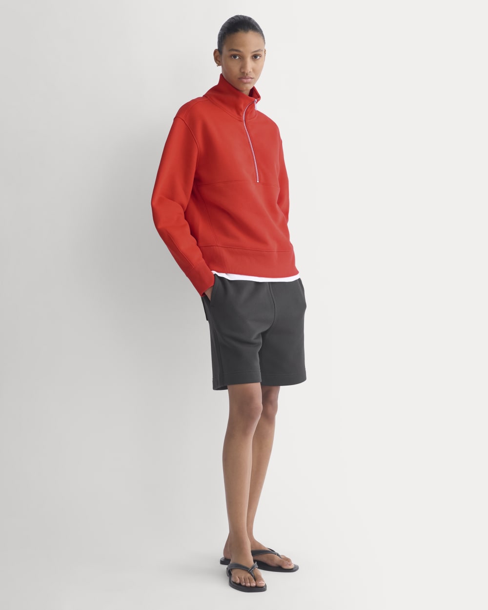 Luxe Fleece Half-Zip Sweatshirt | Fiery Red - Image 3