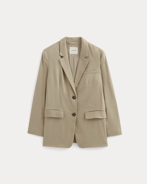 Alternative view of The Oversized Blazer in Stretch Linen | Trench Coat Khaki