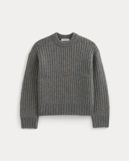 Alternative view of Waffle Sweater in Cloud | Blue Multi Twist