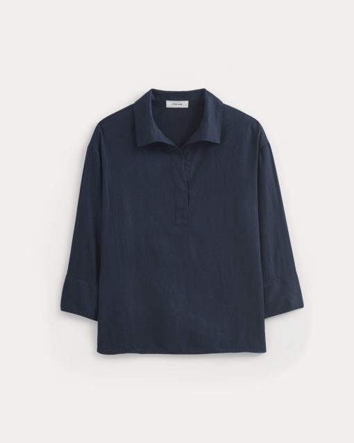 Alternative view of Popover Shirt in Linen | Navy