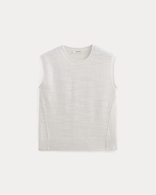 Alternative view of The Muscle Sweater in Cotton Linen | White