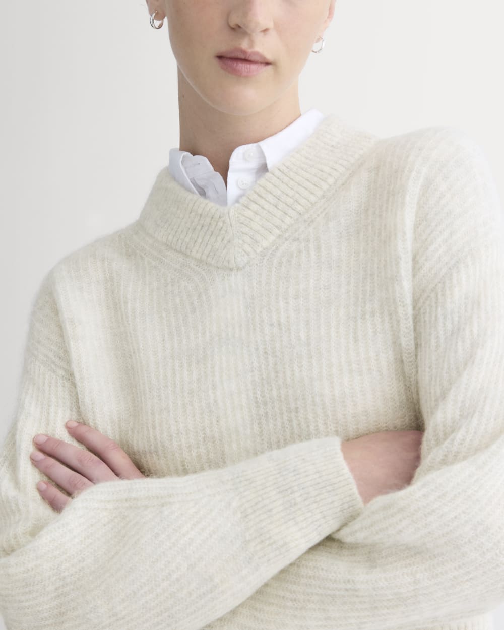 Cropped Cocoon Sweater in Alpaca | Almond - Image 6