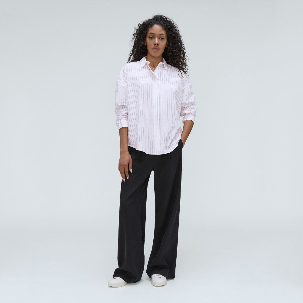 The Oversized Poplin Shirt | Equestrian Red / White - Image 6