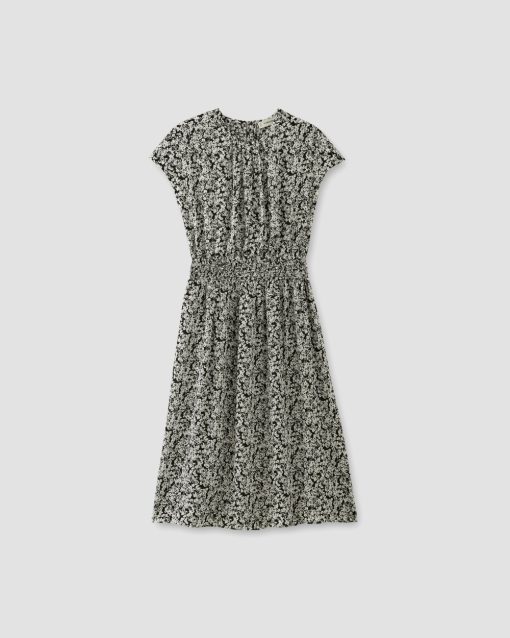 Alternative view of The Gathered Midi Dress | Black / Bone Mini Floral