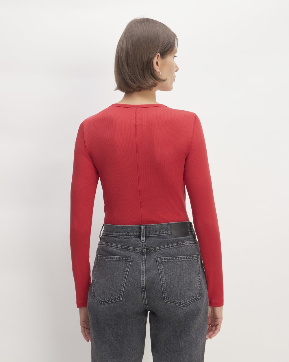 The Luxe Rib Long-Sleeve Crew | Haute Red - Image 3