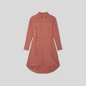 Alternative view of The City Stripe Draped Shirt Dress | Redwood