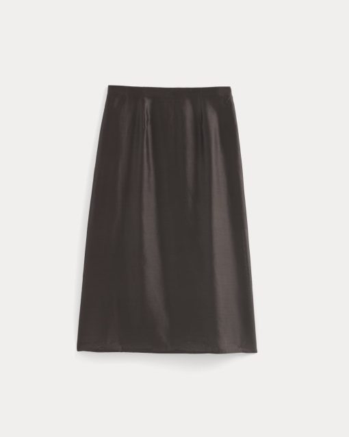 Alternative view of Midi Skirt in Cotton-Silk Organza | Dark Chocolate