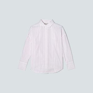 Alternative view of The Oversized Poplin Shirt | Equestrian Red / White