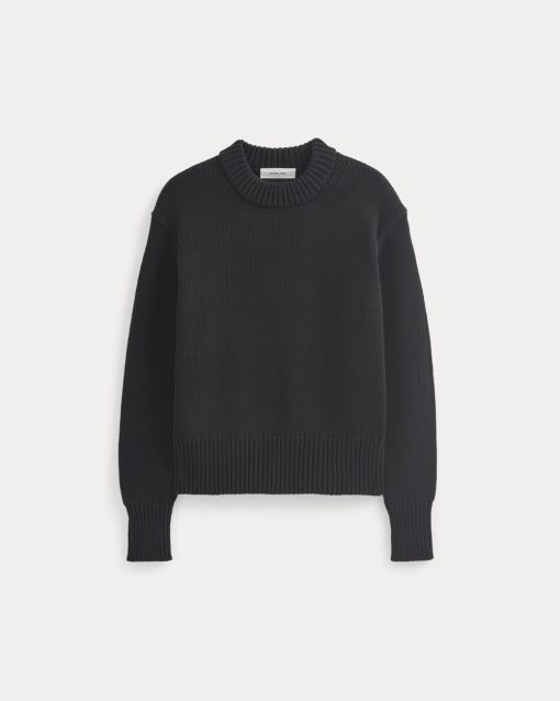 Alternative view of Oversized Cocoon Crew in Elevated Cotton | Black
