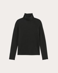 Alternative view of The Funnel Neck in Cotton Cashmere | Black